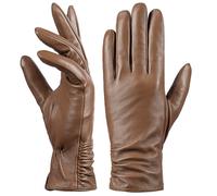 Women's Leather Touchscreen Gloves - Orange XXL