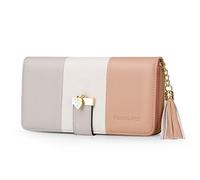 Women's Leather Wallet with Card Holder for 11 Cards, Light coffee, L,
