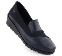 Women's leather wedge shoes, navy blue, Rieker L5356-14