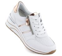 Women's leather wedge sneakers white Remonte Rieker D0T04-80