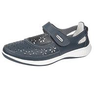 WOMENS LEATHER WIDE FIT TOUCH CASUAL SHOES - Navy Blue - 8 UK