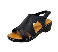 Womens Leather Wide Fitting Sandals Ladies Summer Flat Slippers Sandals With Cork Footbed Arch Support Platform Wedge Slippers Beach Water Shoes Orthotic Slides Comfort Plantar Fasciitis Shoes