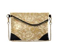 Women's Leather Wristlet Clutch Purse Zipper Foldover Evening Purses for Wedding Vintage Rose William Morris Yellow bolsa para mujer de fiesta