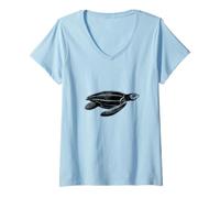 Women's Leatherback Sea Turtle Print V-Neck T-Shirt