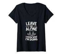 Womens Leave me Alone i Know What im Doing Meditation Minimalist V-Neck T-Shirt