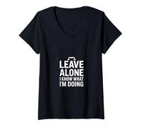 Womens Leave Me Alone I Know What Im Doing Minimalist Sarcastic V-Neck T-Shirt