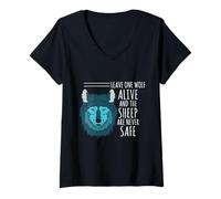 Women's Leave One Wolf Alive & The Sheep are Never Safe V-Neck T-Shirt
