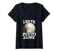 Women's Leave Pluto Alone Funny Space Lover Astronomy Planet Humor V-Neck T-Shirt