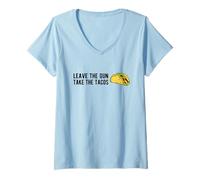 Womens Leave The Gun, Take The Tacos - Funny Taco Gun Humor V-Neck T-Shirt