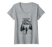 Women's Leave The Road, Take The Trails Illustration V-Neck T-Shirt