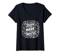 Womens Leave Your Mark On This World Last Day of School Teacher Kid V-Neck T-Shirt
