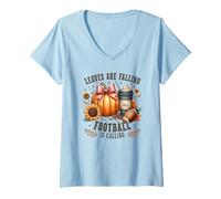 Womens Leaves Are Falling Football Is Calling V-Neck T-Shirt