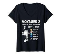 Women's Leaving the Solar System Tour | Voyager 2 Probe Anniversary V-Neck T-Shirt