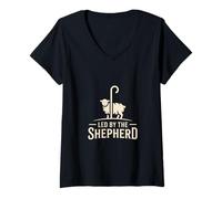 Women's Led by The Shepherd Christian Discipleship Identity V-Neck T-Shirt