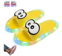 Women's LED Light up Slippers,Big Eyes Comfort Light-Up Sandals for Indoor House,Cute Open Toe Outdoor Non Slip Slippers (Yellow, Adult, Women, 5.5, Numeric Range, UK Footwear Size System, 6, Medium)