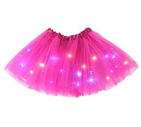 Women's LED Tutu Skirts Layered Ballet Dance Tulle Skirt Light Up Skirts for Halloween Party Costume (UK, Alpha, One Size, Regular, Regular, Standard, Rose)