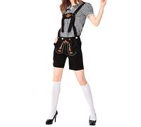 Womens Lederhosen Costume 2024 Overalls Oktoberfest Short Hotpants Oktoberfest Fancy Dress Bavarian Outfits Lederhosen Halloween Costume