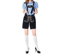 Womens Lederhosen Costume 2024 Overalls Oktoberfest Short Hotpants Oktoberfest Fancy Dress Bavarian Outfits Lederhosen Halloween Costume