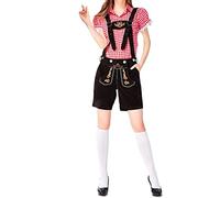 Womens Lederhosen Costume 2024 Overalls Oktoberfest Short Hotpants Oktoberfest Fancy Dress Bavarian Outfits Lederhosen Halloween Costume