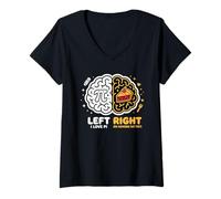 Women's Left Brain Loves Pi Right Brain Loves Pie Funny Students V-Neck T-Shirt
