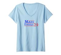 Women's Leftist Karl Marx Engels V-Neck T-Shirt