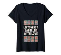 Womens Leftovers Labelled with Love Funny Meal Prep Organizer V-Neck T-Shirt