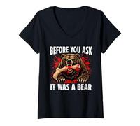 Women's Leg Amputee Funny Shirts Before You Ask It was A Bear V-Neck T-Shirt