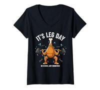 Womens Leg Day Funny Turkey Drumstick Weightlifting Thanksgiving V-Neck T-Shirt