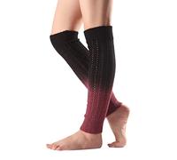 Womens Leg Warmers Knitted Leg Warmers Gradient Boot Socks Knee High Foot Cover Winter Sock Women Knee High Socks (Black, One Size)