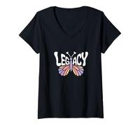 Womens Legacy Butterfly - Personalized Cute Name Word Art V-Neck T-Shirt