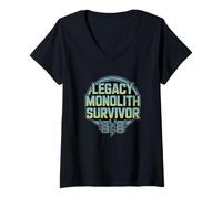 Womens Legacy Monolith Survivor Funny Software Developer V-Neck T-Shirt