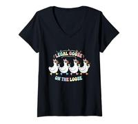Women's Legal Goose On The Loose Funny Drinking Age V-Neck T-Shirt
