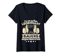 Womens Legend Bauer Surname Bauer Last Name Bauer V-Neck T-Shirt