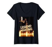 Womens Legend in The Making Basketball Tee Fearless Dunk Graphic V-Neck T-Shirt