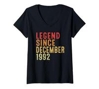 Womens Legend Since December 1992 Vintage 1992 Birth Of Birthday V-Neck T-Shirt