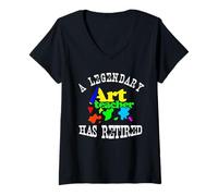 Womens Legendary Art Teacher Has Retired Funny Retirement Party V-Neck T-Shirt