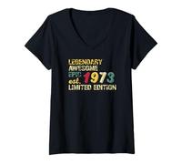 Womens Legendary Awesome Epic Birthday Gift 1973 Limited Edition V-Neck T-Shirt