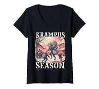 Womens Legendary Figure Krampus | Krampuslauf Perchten mask | V-Neck T-Shirt