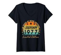 Womens Legendary Since 1977 Limited Edition 49th Birthday V-Neck T-Shirt