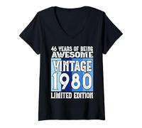 Womens Legendary Since 1980 Limited Edition 46th Birthday V-Neck T-Shirt