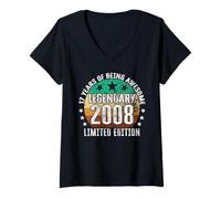Womens Legendary since 2008 Limited Edition 17th Birthday V-Neck T-Shirt