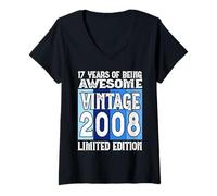 Womens Legendary since 2008 Limited Edition 17th Birthday V-Neck T-Shirt