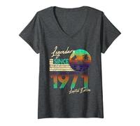Womens Legendary Since Bday March 1971 Vintage 50Th Birthday V-Neck T-Shirt