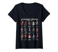 Womens Legends of The Seas - Famous Pirates V-Neck T-Shirt