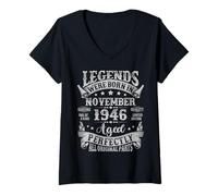 Womens Legends were Born in November 1946 Vintage 79th Birthday Men V-Neck T-Shirt