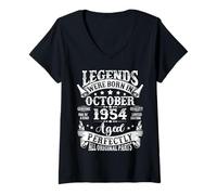 Womens Legends were Born in October 1954 Vintage 71st Birthday Men V-Neck T-Shirt