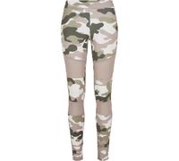 Urban Classics Women's Ladies Tech Leggings Comfortable Sport Pants, Stretchy Workout Trousers with Military Print and Mesh Inserts, Regular Skinny Fit, duskrose camo, M
