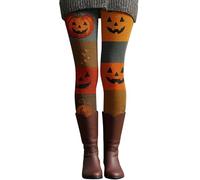 Women's Leggings: Halloween Leggings Pumpkin Thermal Leggings for Winter Classic Printed Halloween Costume Ruffle Tummy Control Tights Leisure Trousers Compression Trousers High Waist Yoga Leggings