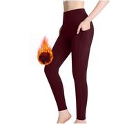 Womens Leggings, High Waisted Winter Warm Yoga Pants, Thick Soft Stretchy Thermal Underwear for Cold Weather