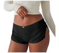 Womens Leggings Pants Bottom Trousers Women Sexy Low Waist Micro Shorts Side Slit Stretch Pajamas Shorts Slim Fit Ruched Bottoms Shorts Panties Vintage Nylon (Black, S)
